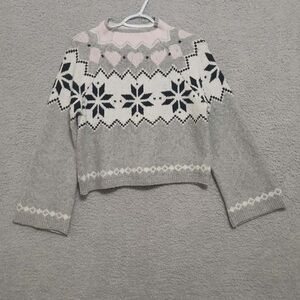 No Boundaries Fairisle Jacquard Pullover Sweater M Holidays Chunky Winter